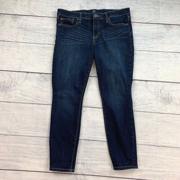 Gap Denim Jeans sz 29 Reg Jegging Dark Wash Inseam 25.5" Women's Crop - Picture 1 of 11